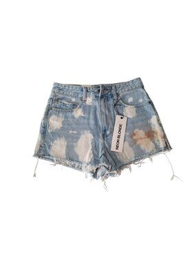 Neon Blonde Siren Denim Shorts 27 Bleach Wash Y2K Festival Cutoff Boho Distress